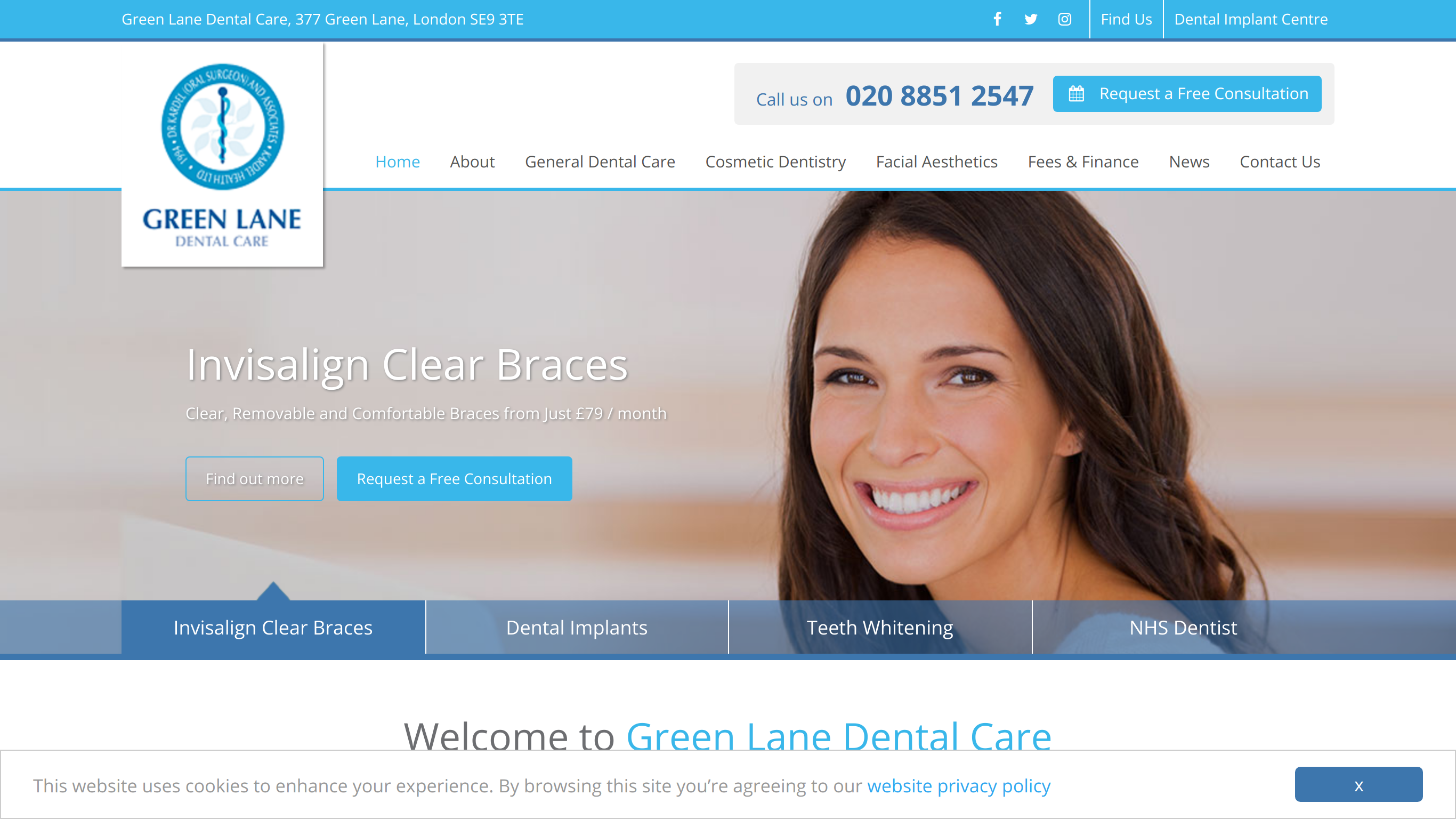 Green Lane Dental Practice Website screenshot for Green Lane Dental Practice, London