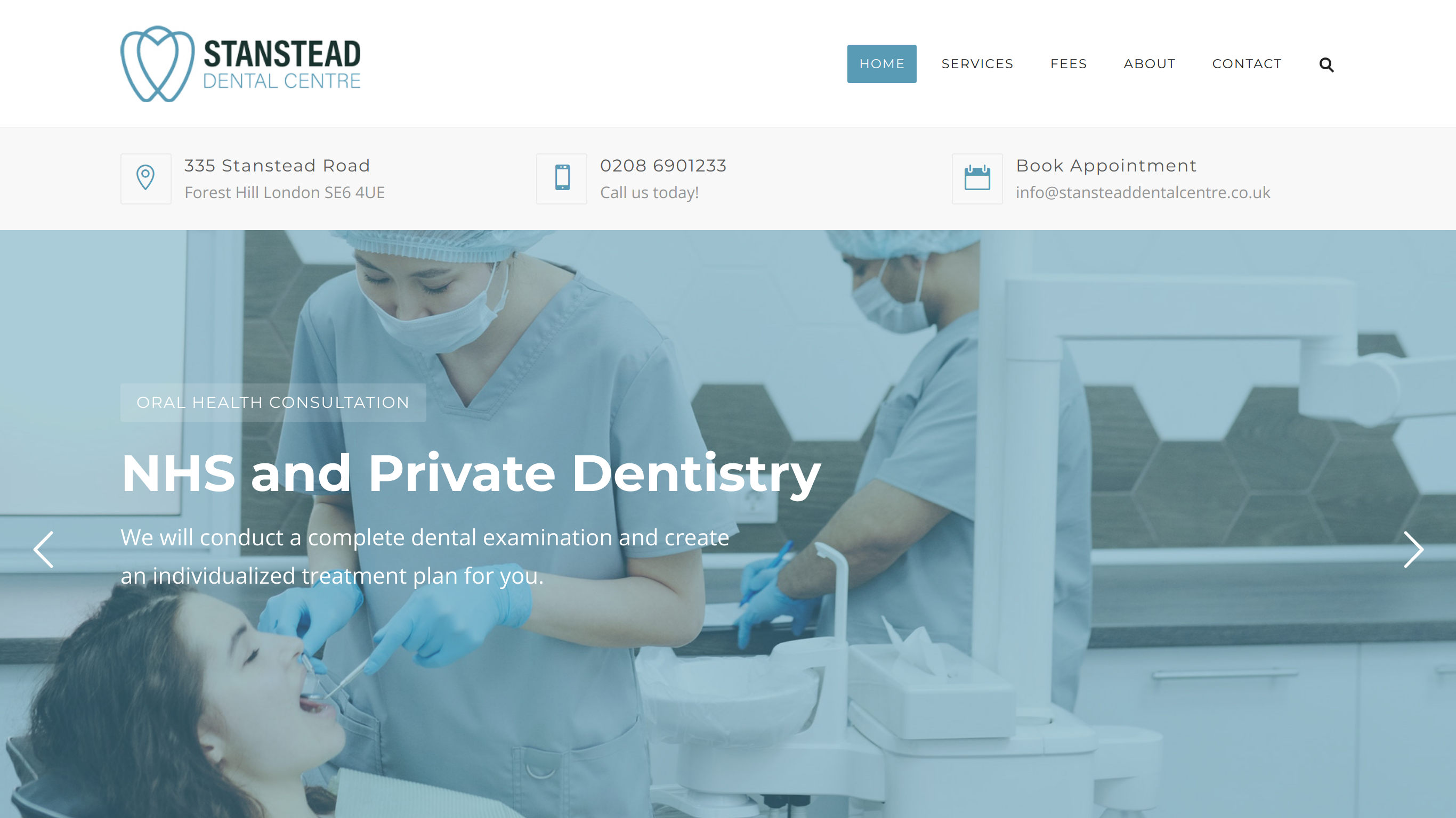 screenshot taken from stansteaddentalcentre.co.uk