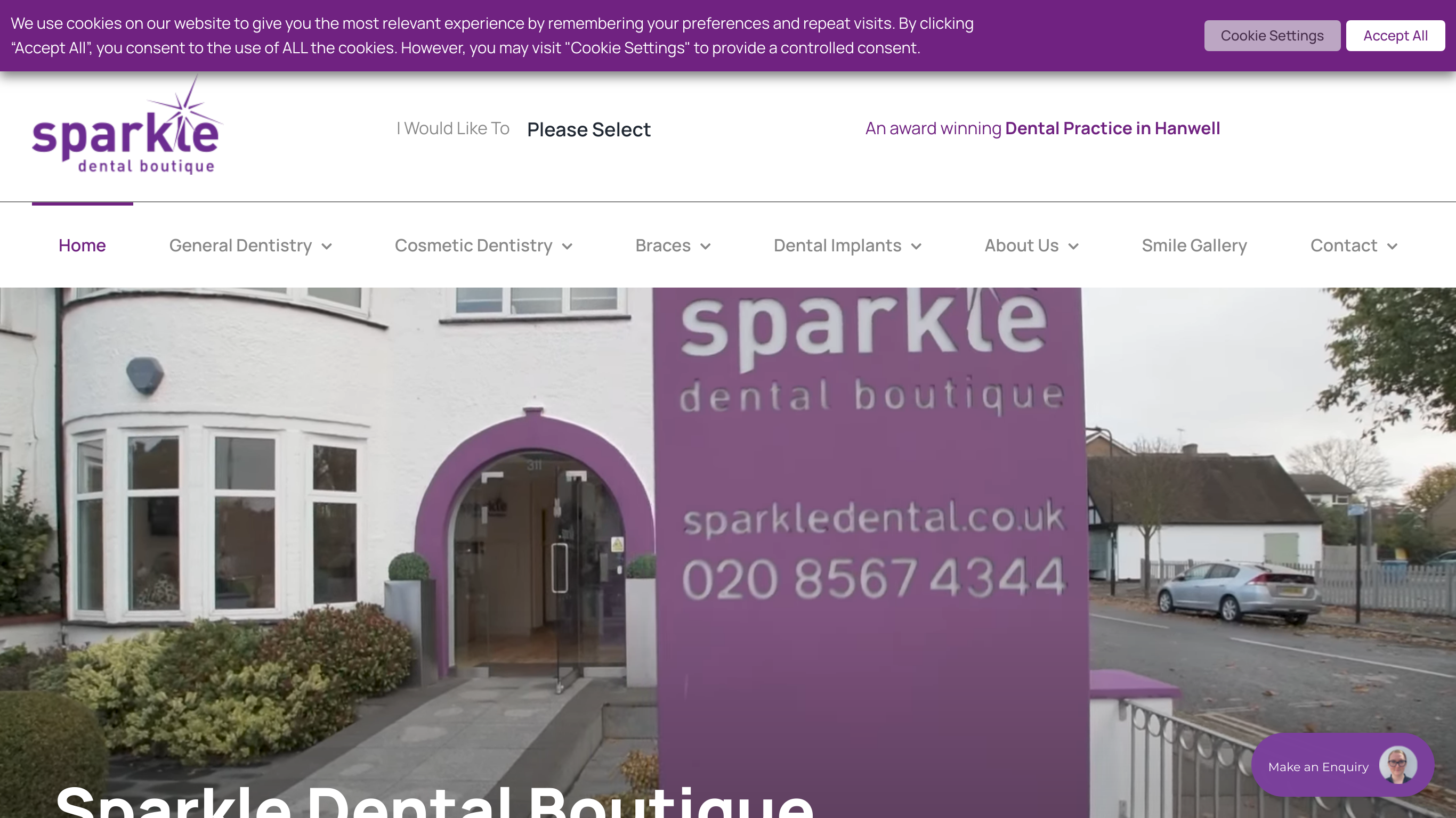 screenshot taken from sparkledentalboutique.co.uk