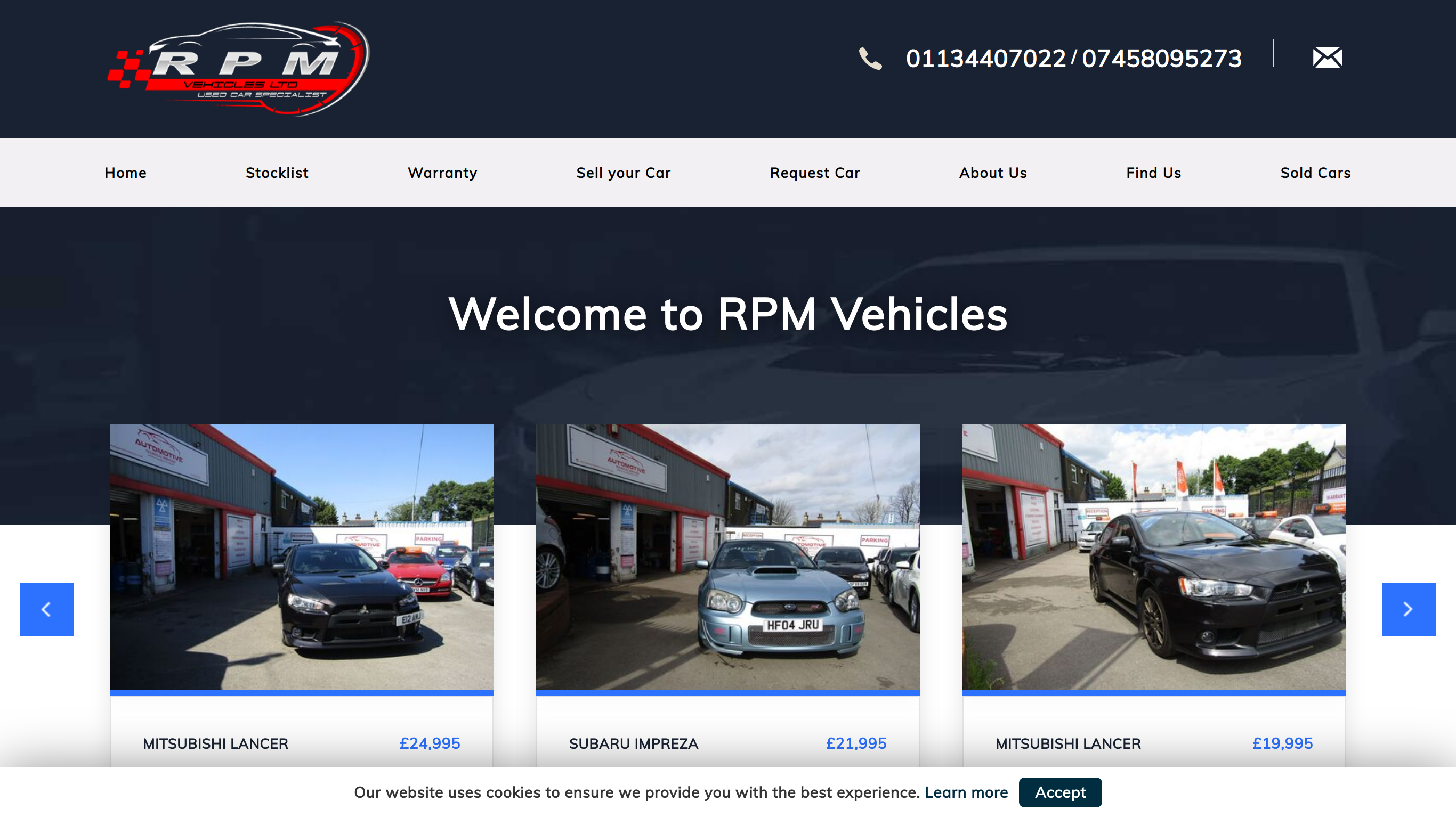Rpm Vehicles screenshot taken from http://www.rpmvehicles.co.uk/