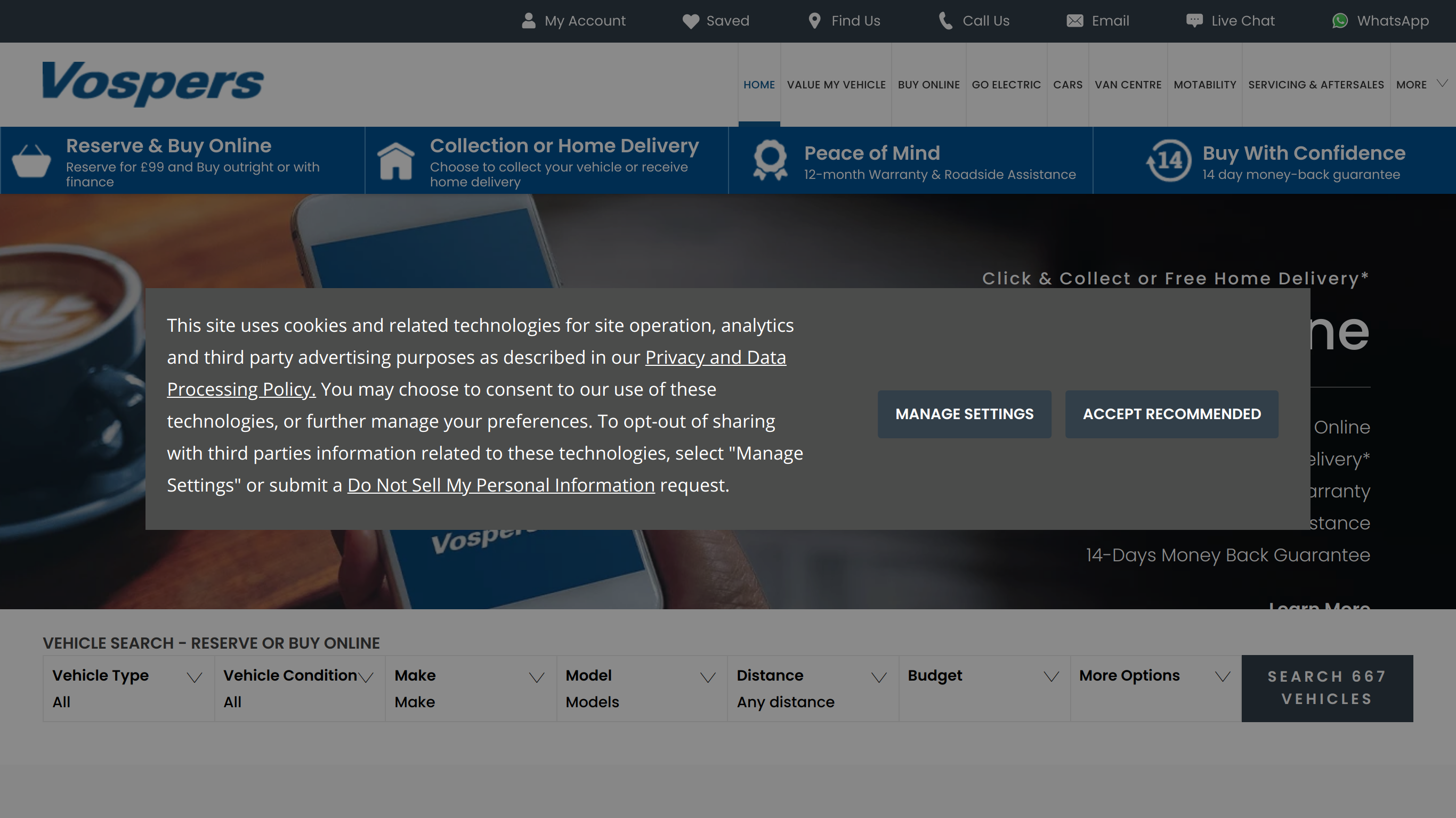 screenshot taken from www.vospers.com