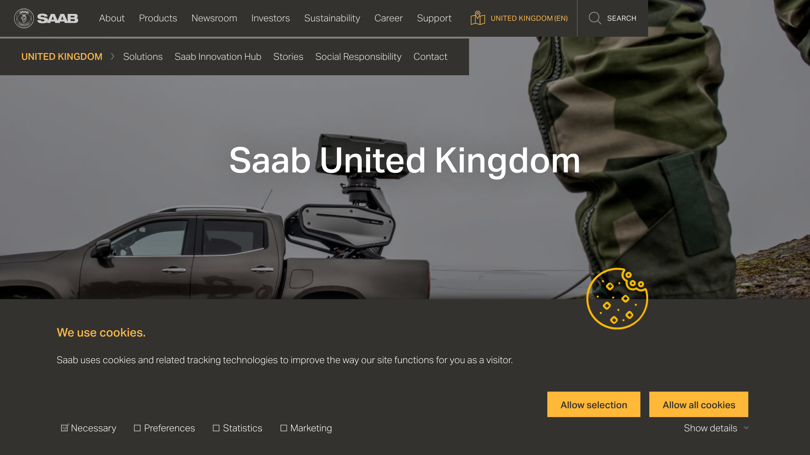 screenshot taken from www.saab.co.uk/canterbury