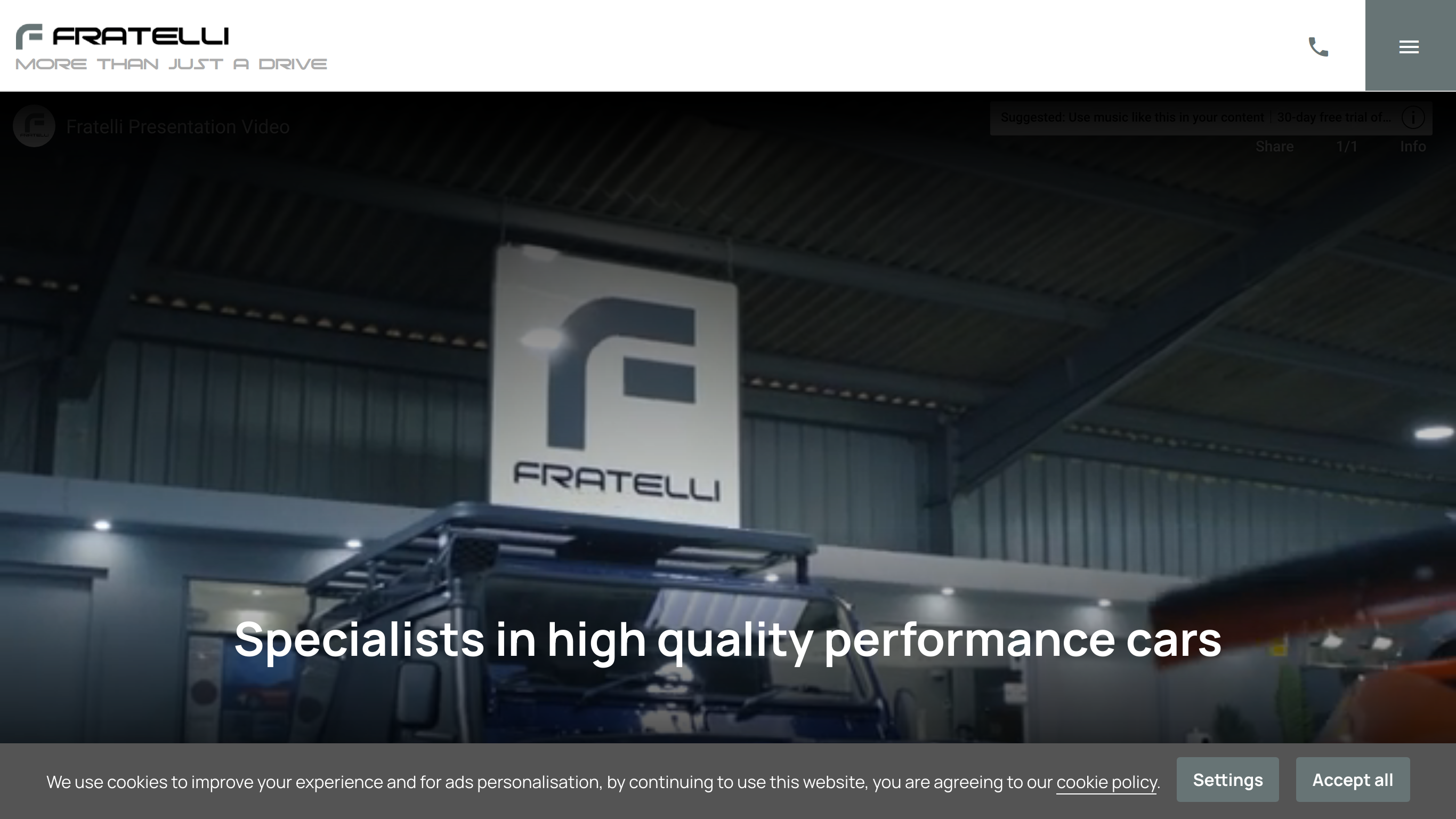 Fratelli Cars screenshot taken from https://www.fratellicars.com/