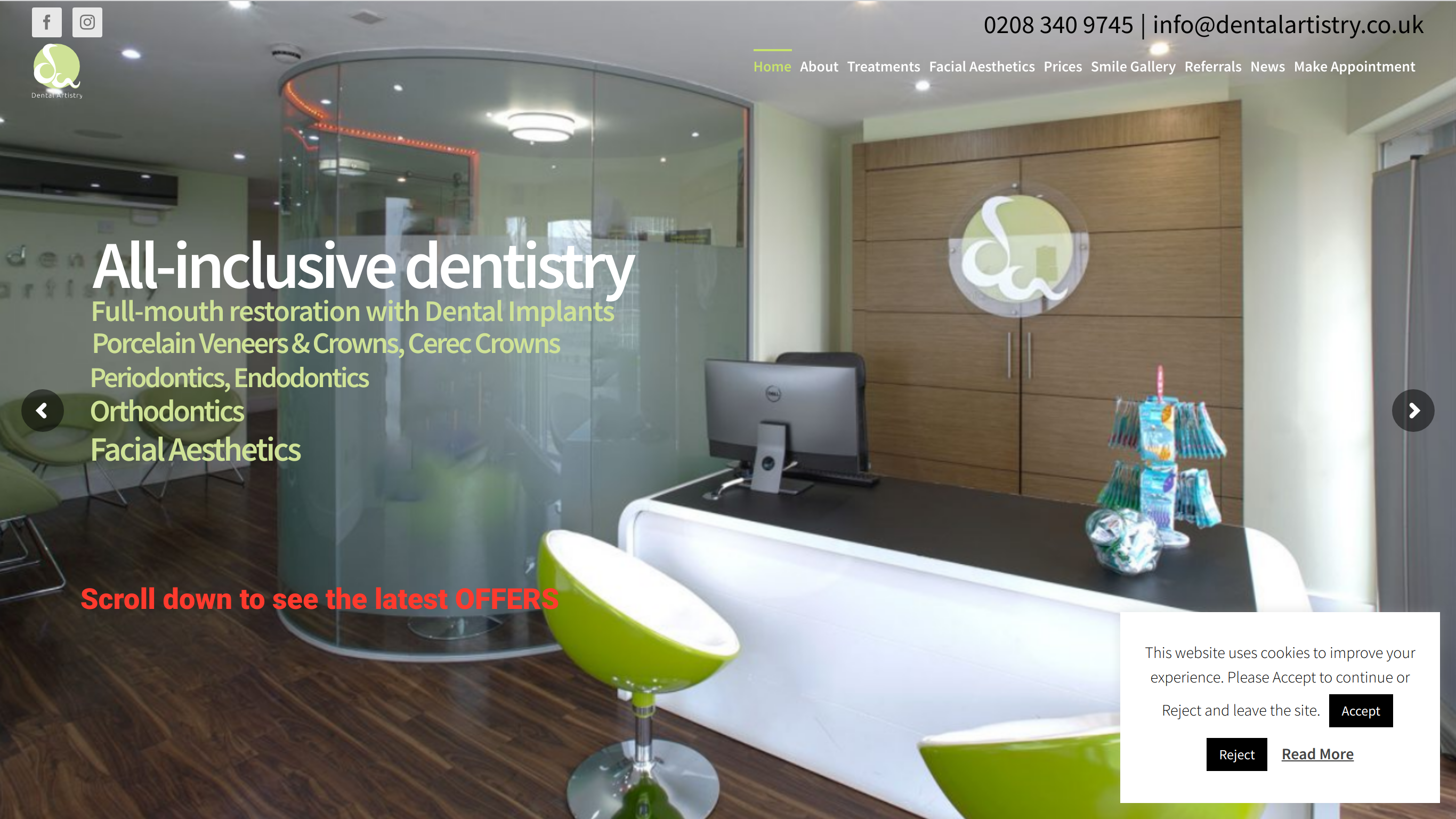 Dental Artistry Www.Dentalartistry.Co.Uk Website screenshot for Dental Artistry Www.Dentalartistry.Co.Uk, London