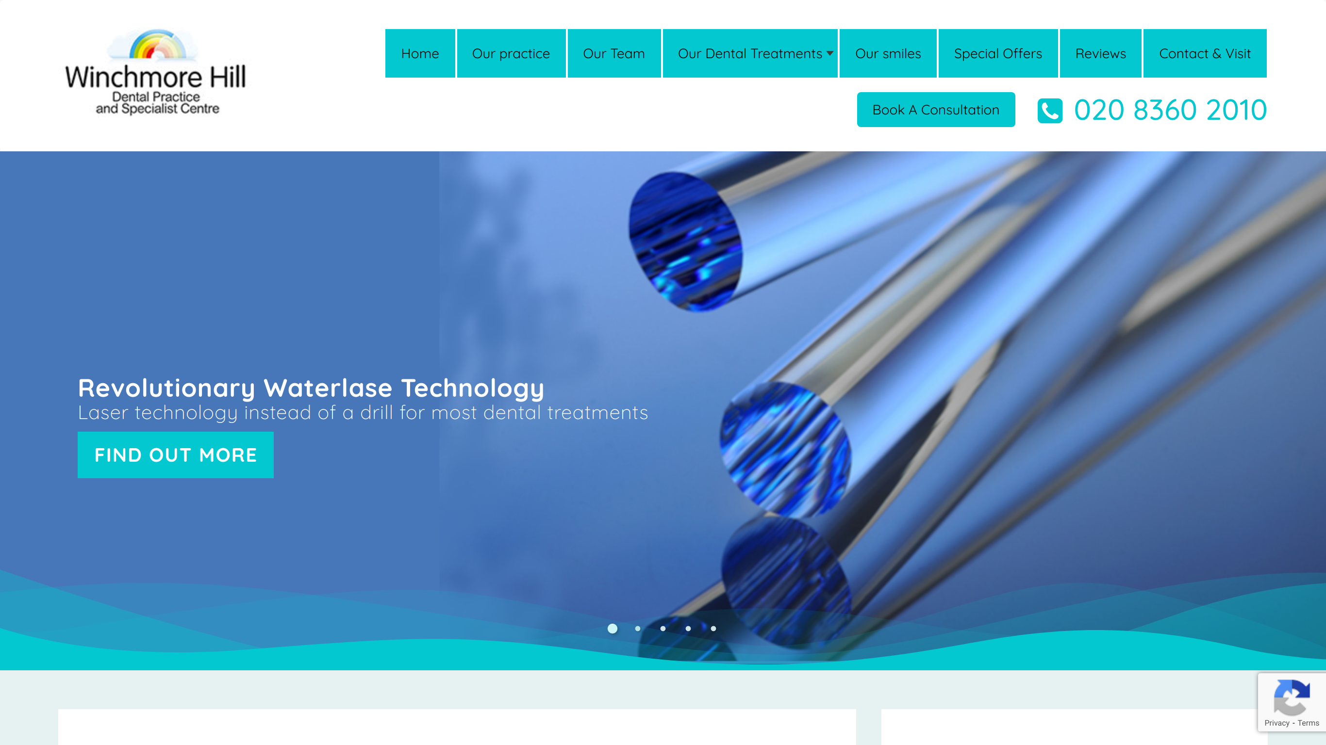 Website screenshot for Winchmore Hill Dental Practice, London