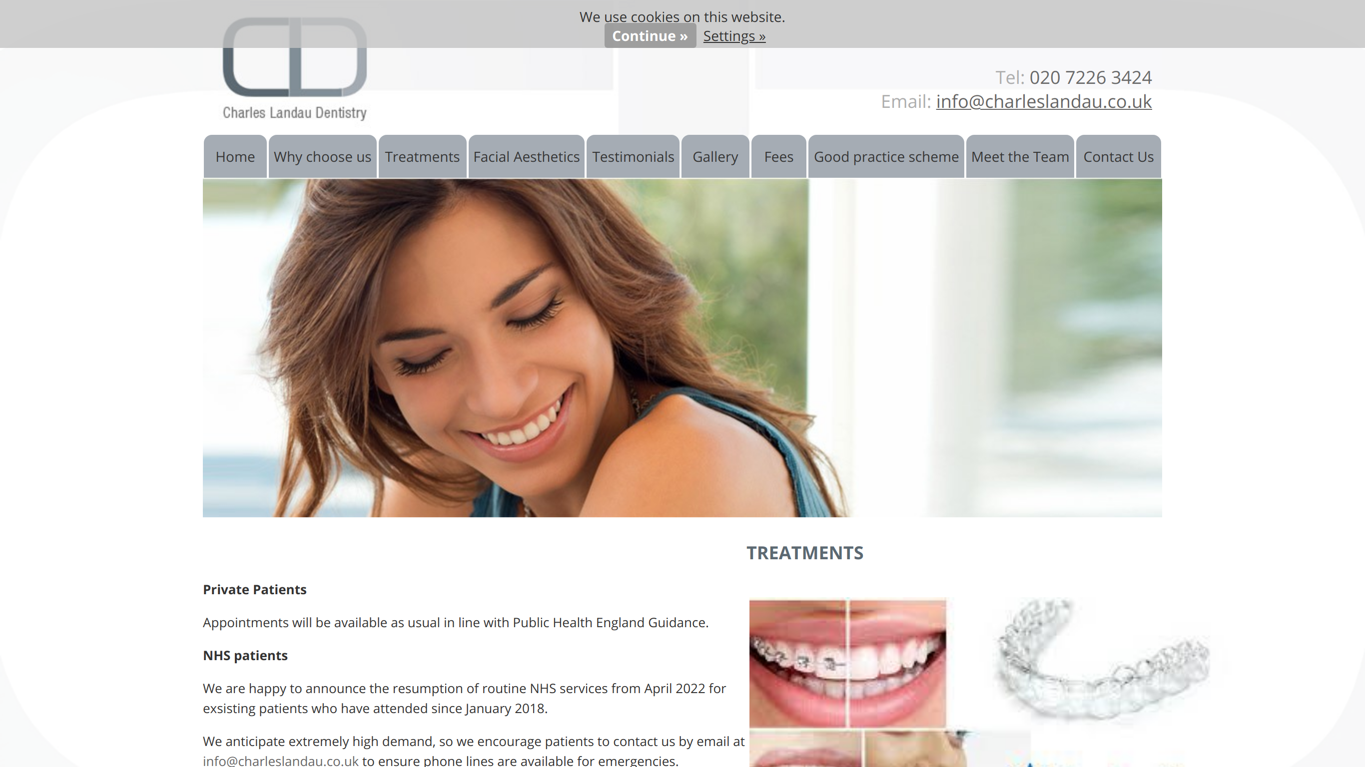 screenshot taken from charleslandaudentistry.co.uk