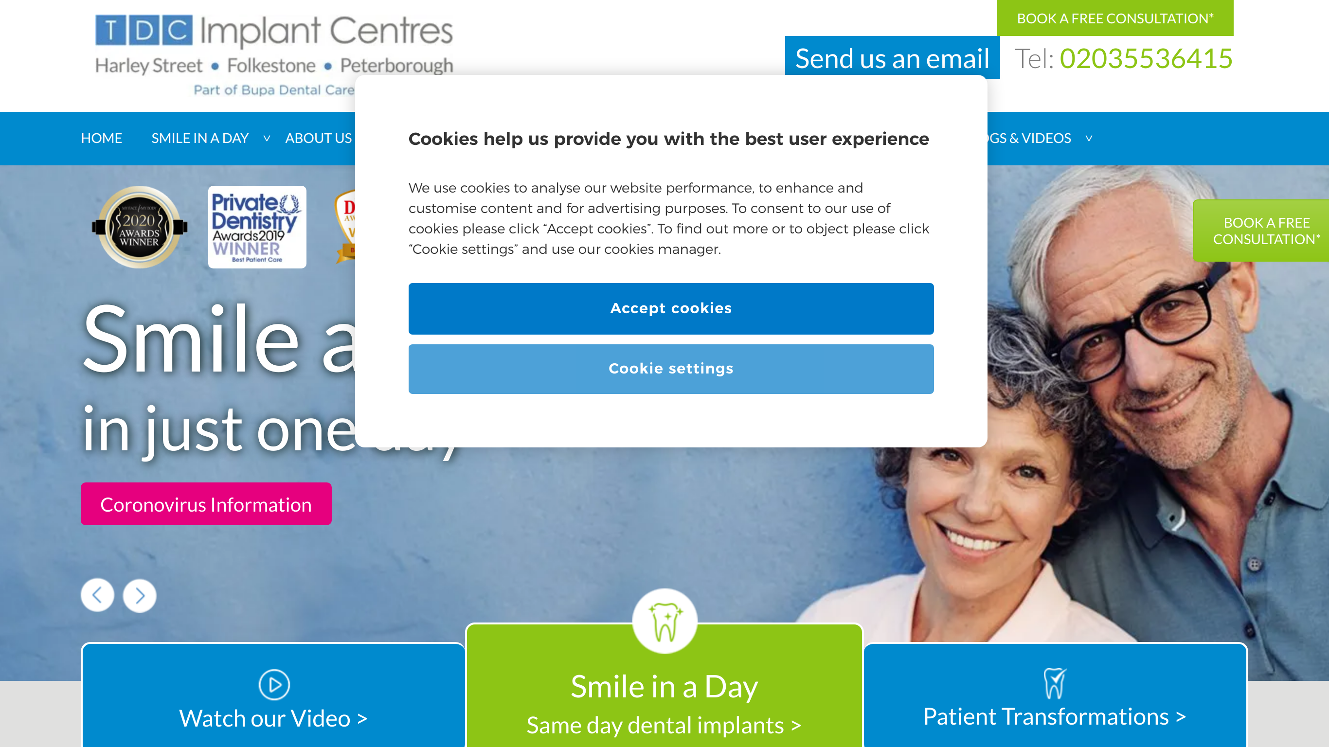 Website screenshot for TDC Dental Implants, London