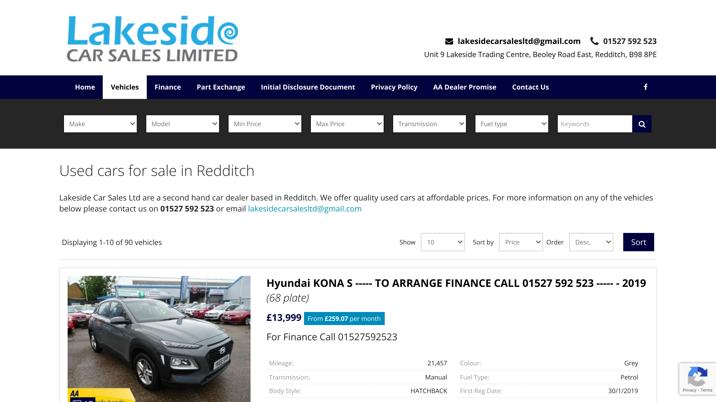 Lakeside Cars Sales Ltd screenshot taken from https://lakesidecarsales.co.uk/vehicle/