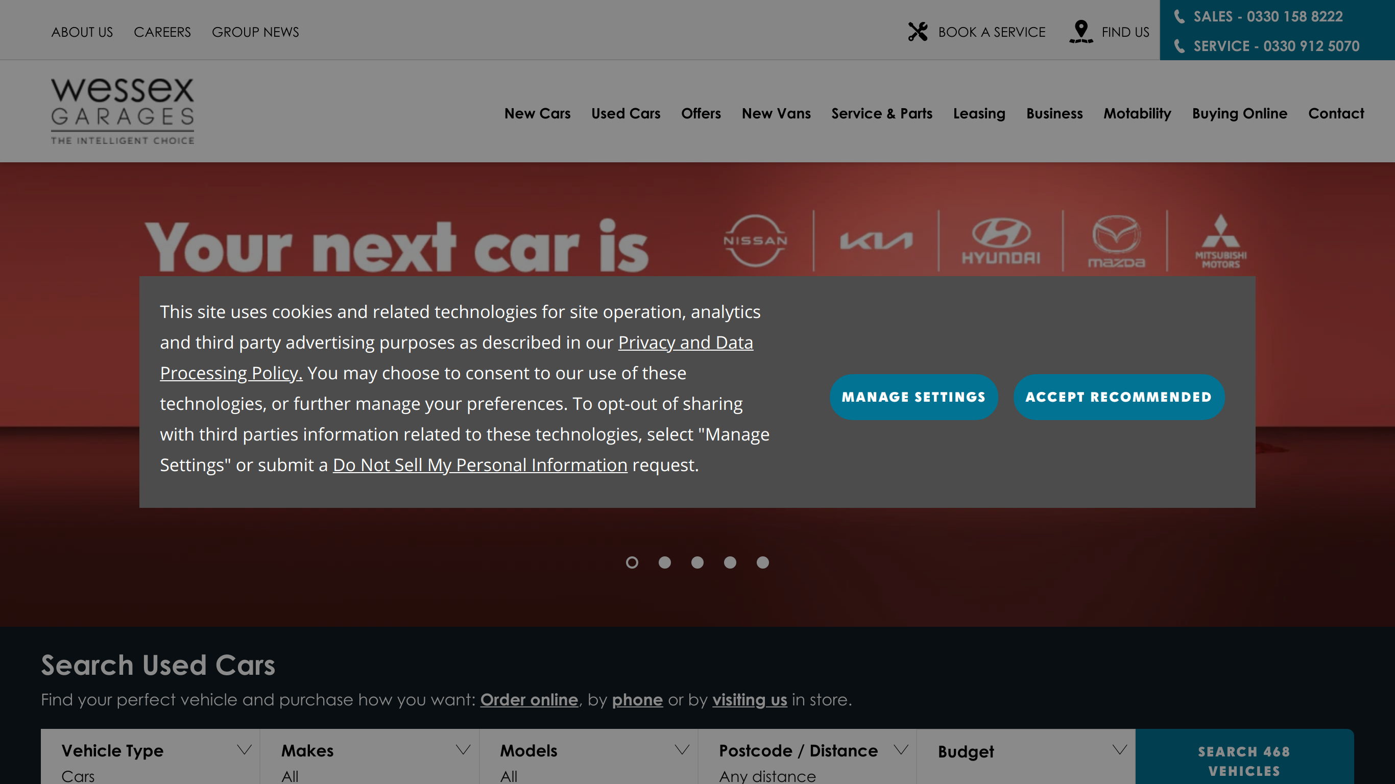 screenshot taken from www.wessexgarages.co.uk