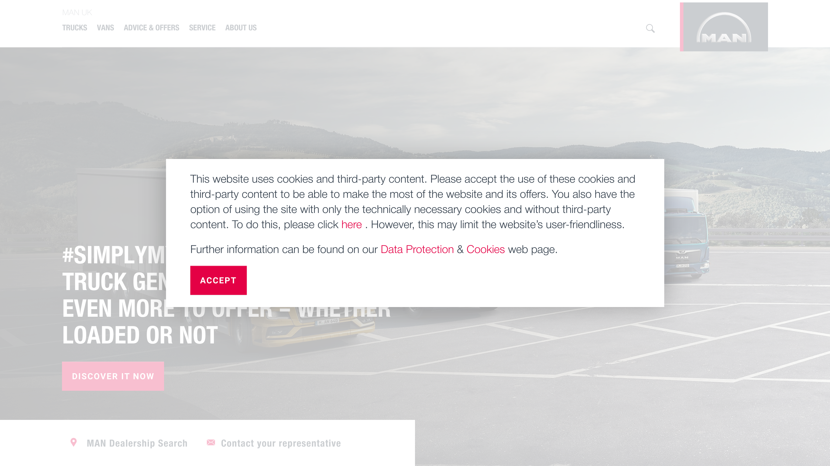 screenshot taken from www.man.co.uk