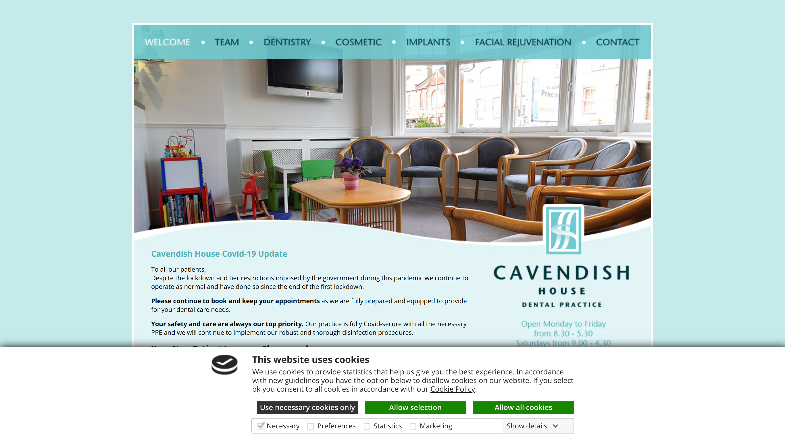 screenshot taken from cavendishdental.co.uk