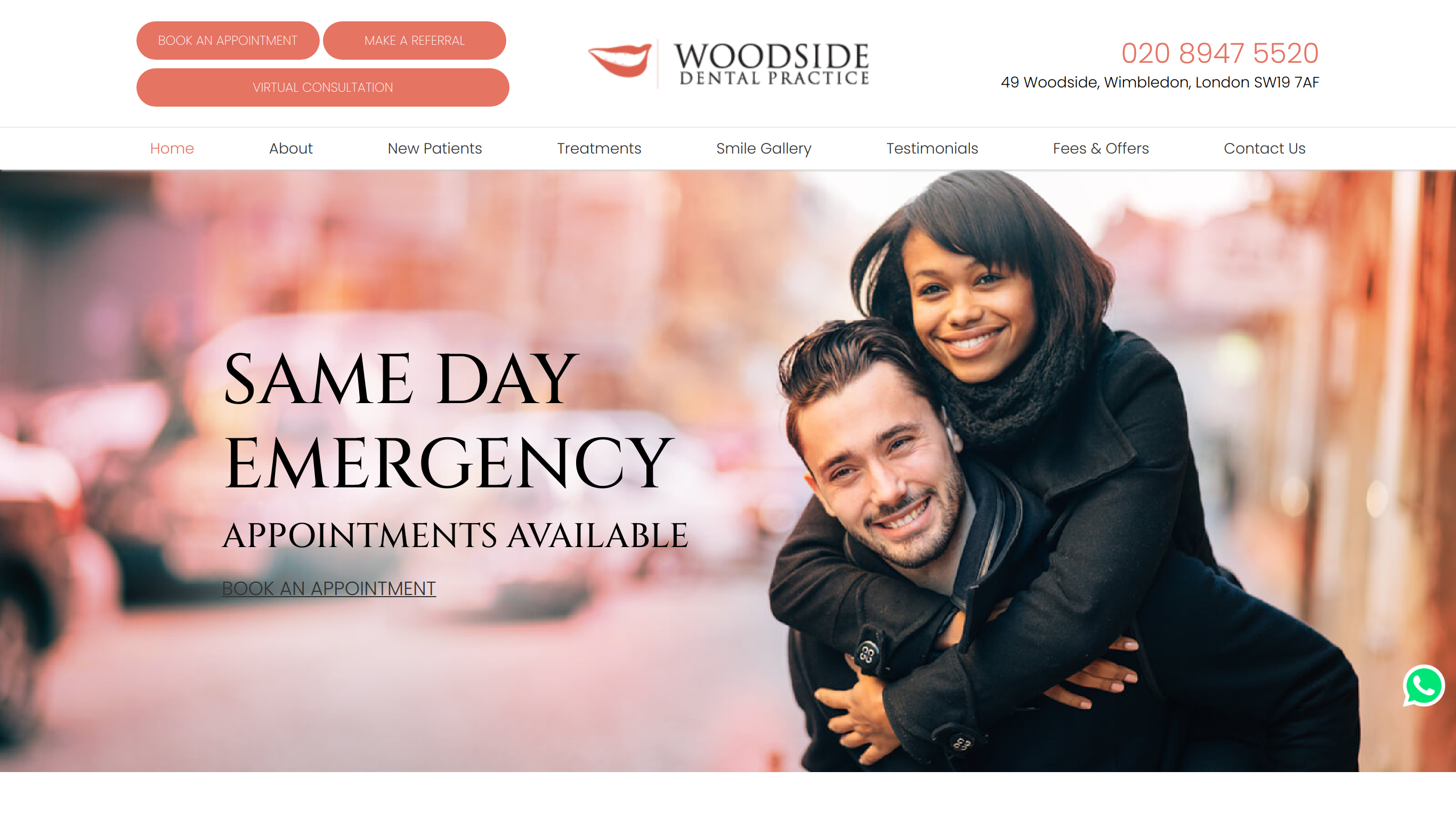 screenshot taken from woodsidedental.co.uk