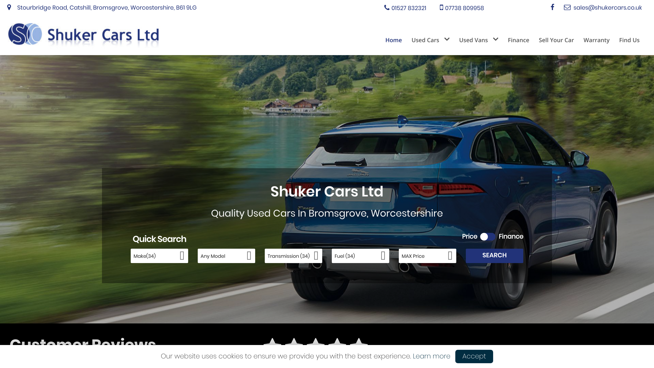 Shuker Cars Ltd screenshot taken from http://www.shukercars.co.uk/