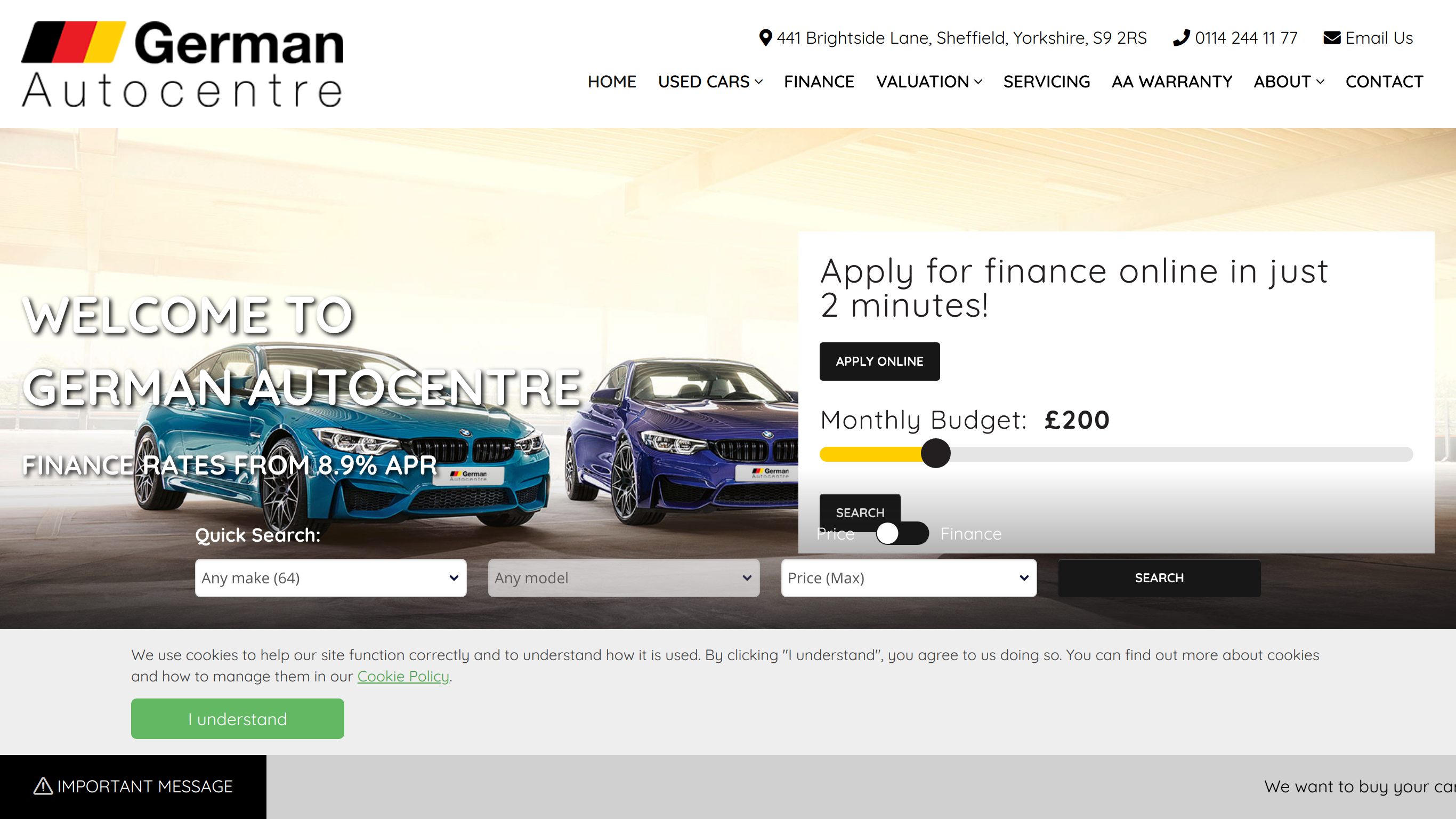 screenshot taken from https://www.germanautocentrecars.co.uk/