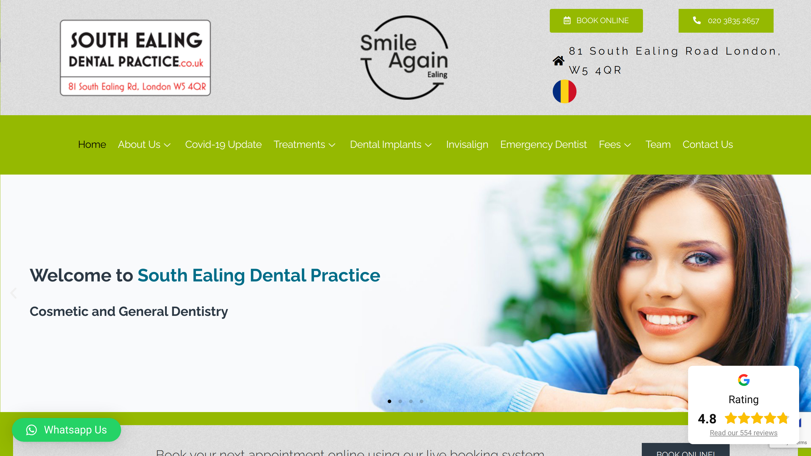 Website screenshot for South Ealing Dental Practice, London