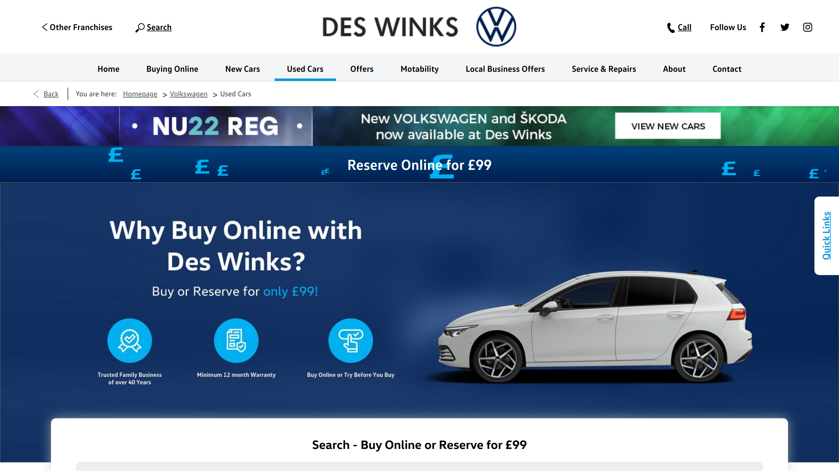 screenshot taken from https://www.deswinks.com/volkswagen/used-cars/