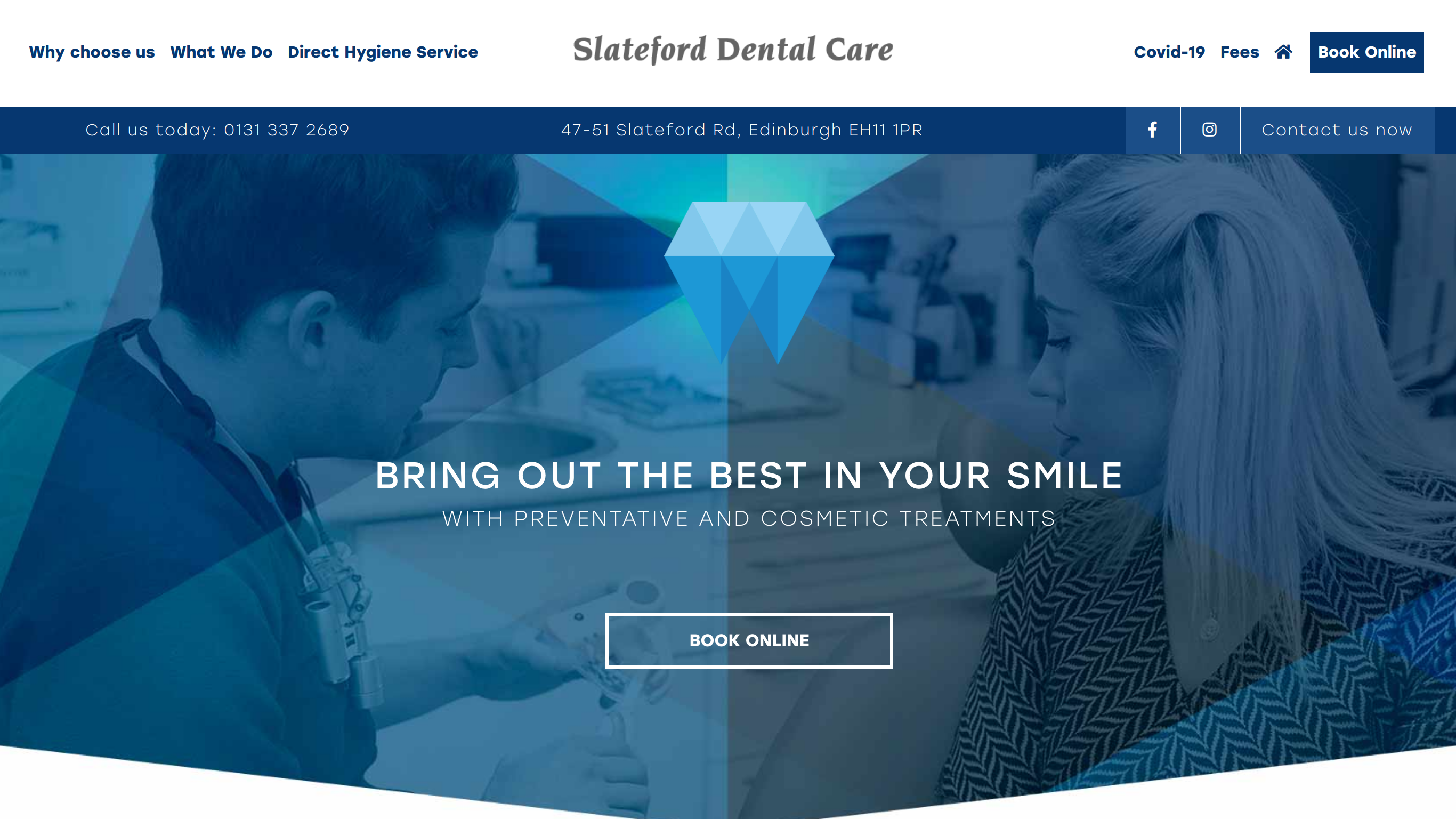 Website screenshot for Slateford Dental Care, London