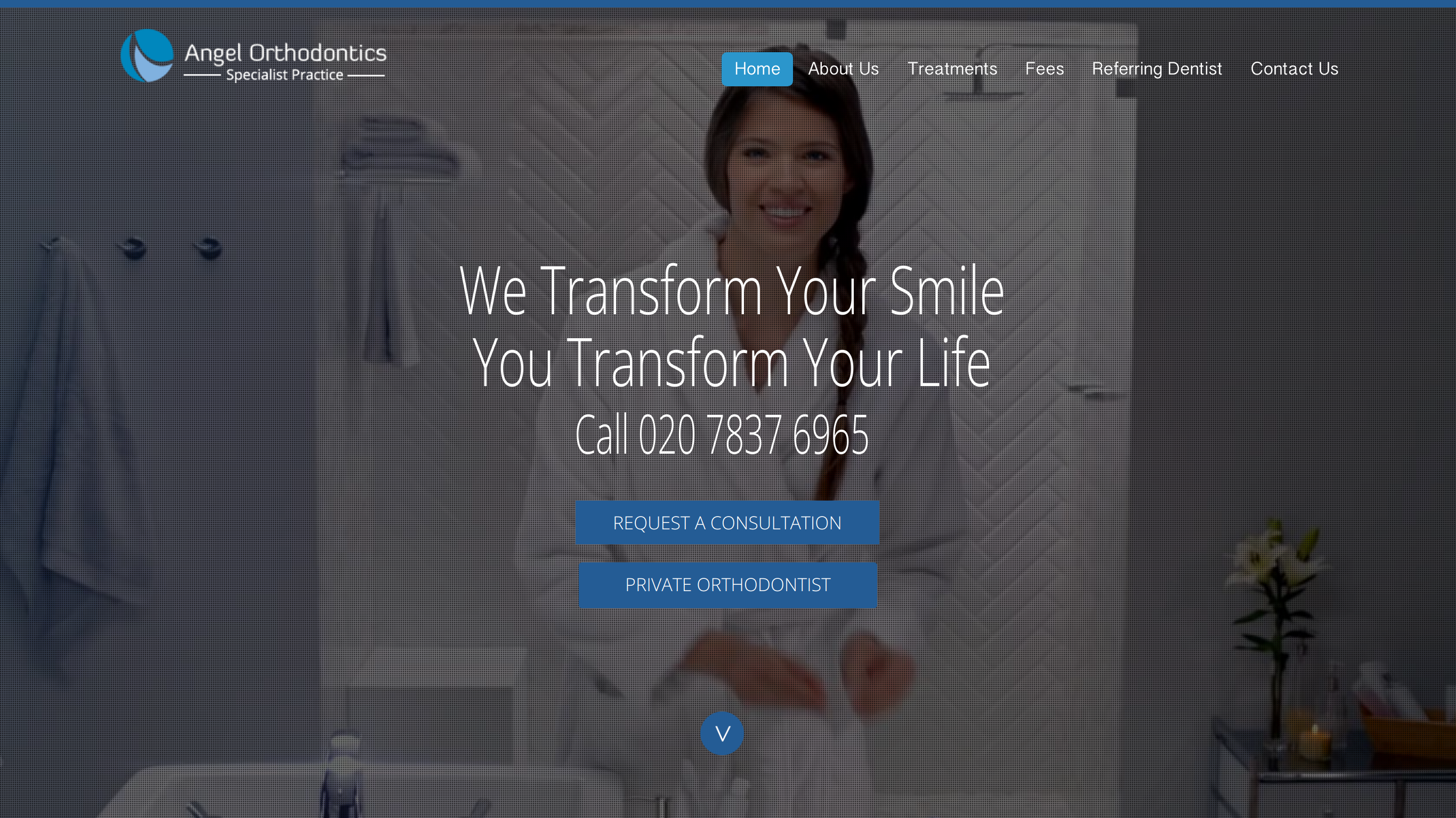 Website screenshot for Angel Orthodontics, London