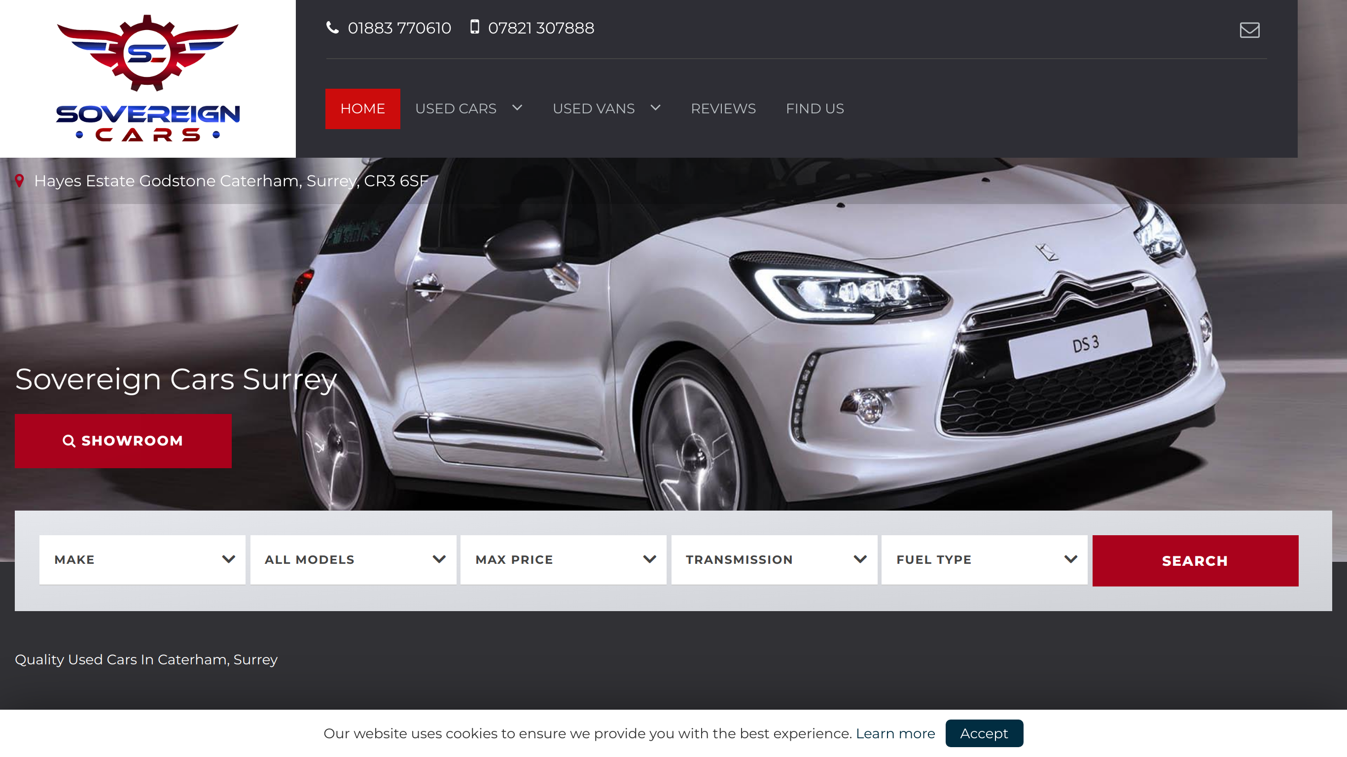 screenshot taken from https://www.sovereigncarssurrey.co.uk/