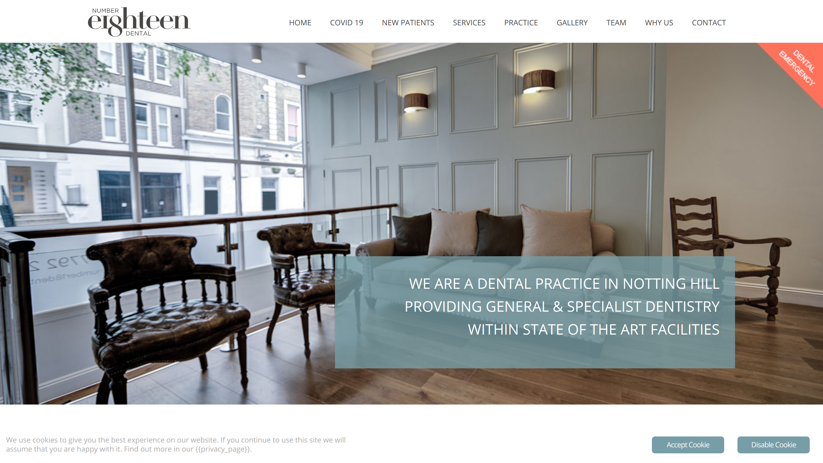 Number 18 Dental Website screenshot for Number 18 Dental, London