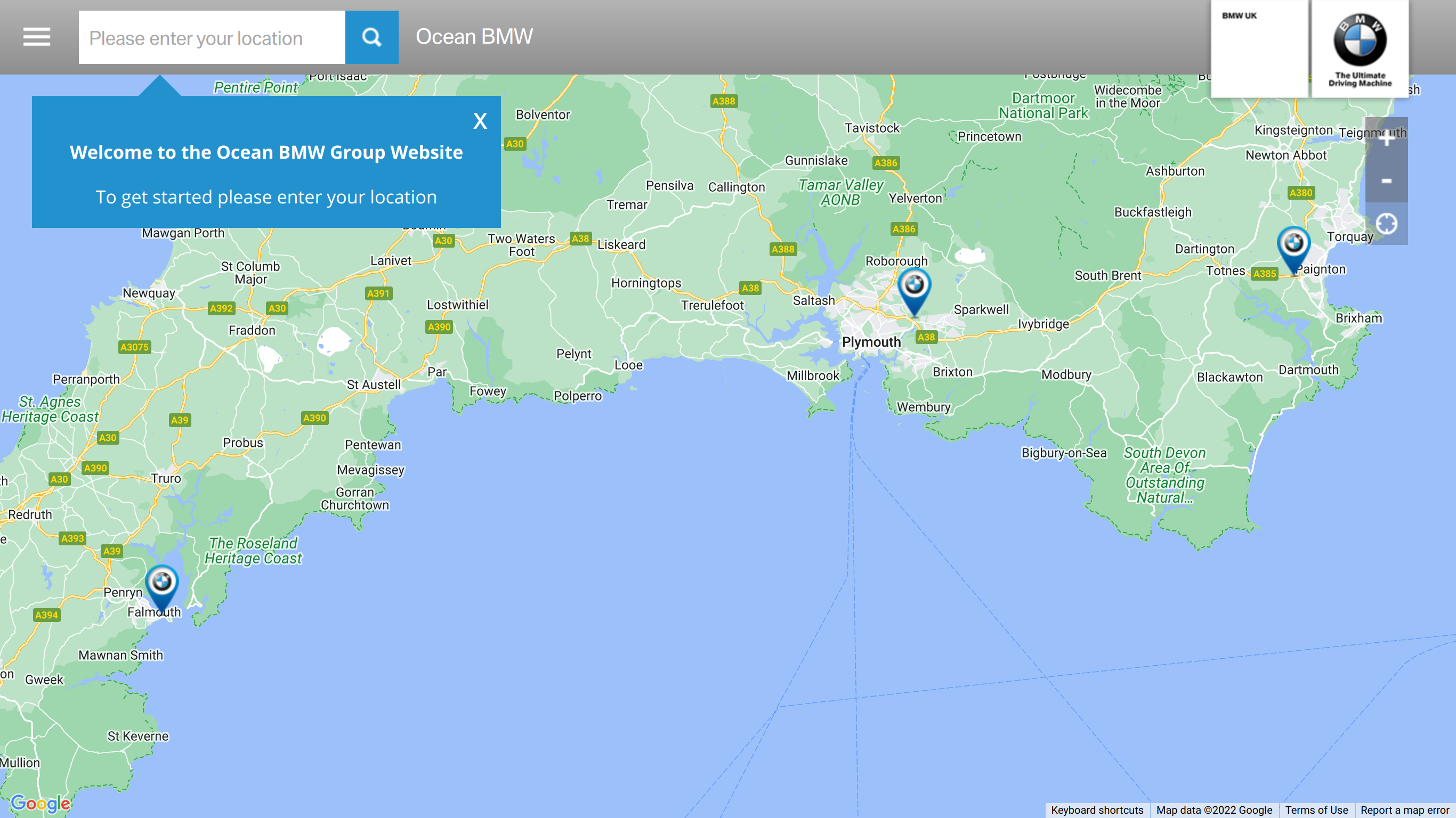 screenshot taken from www.oceanbmw.com
