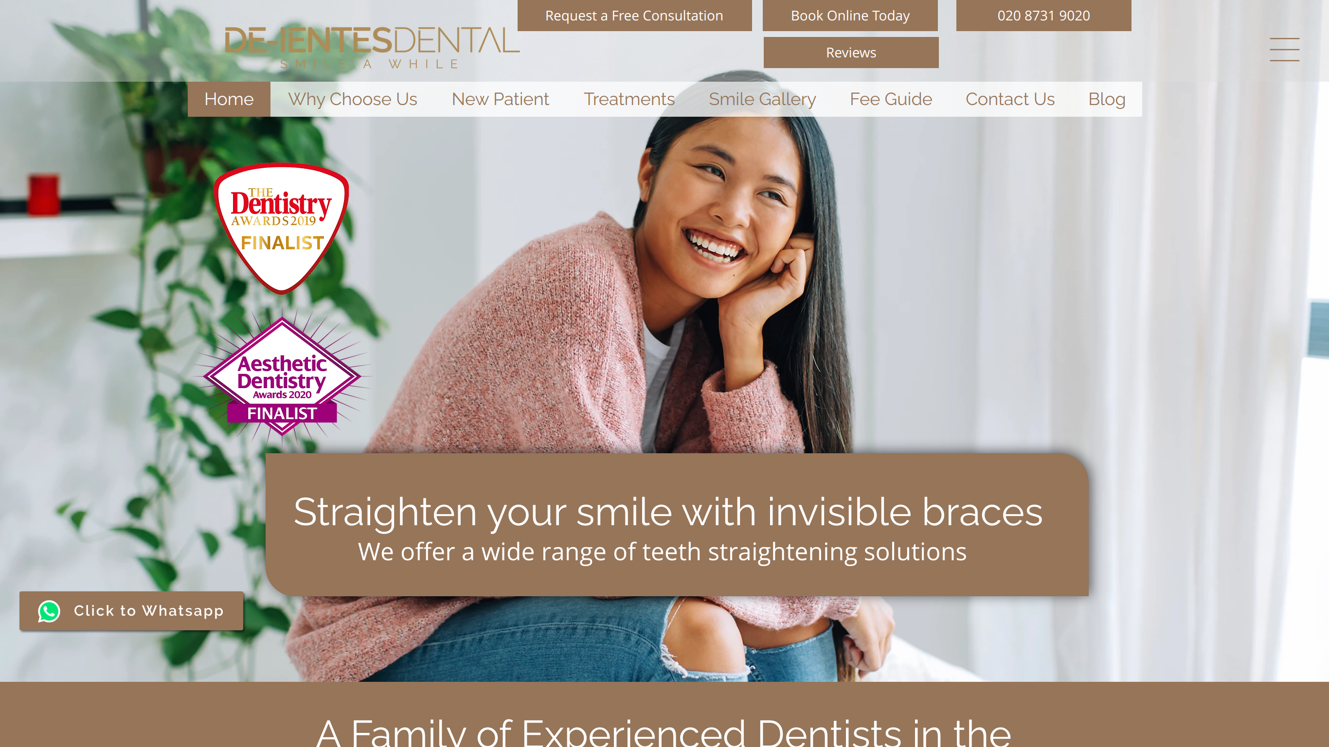 Website screenshot for Olsen's Dental Practice, London